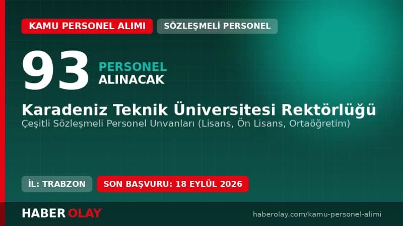 Karadeniz Teknik Üniversitesi Rektörlüğü 93 sözleşmeli personel alım duyurusu