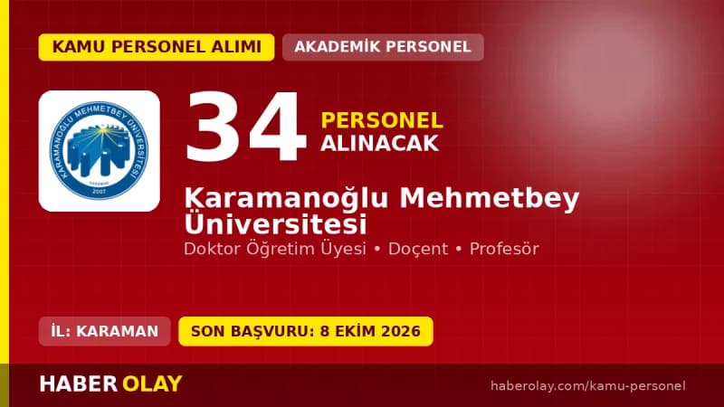 Karamanoğlu Mehmetbey Üniversitesi öğretim üyesi personel alımı ilanı 2026