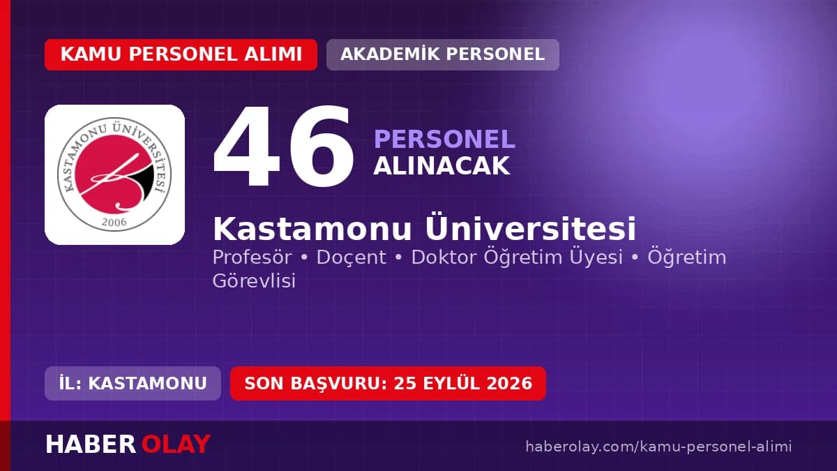 Kastamonu Üniversitesi 46 akademik personel alımı başvuru detayları