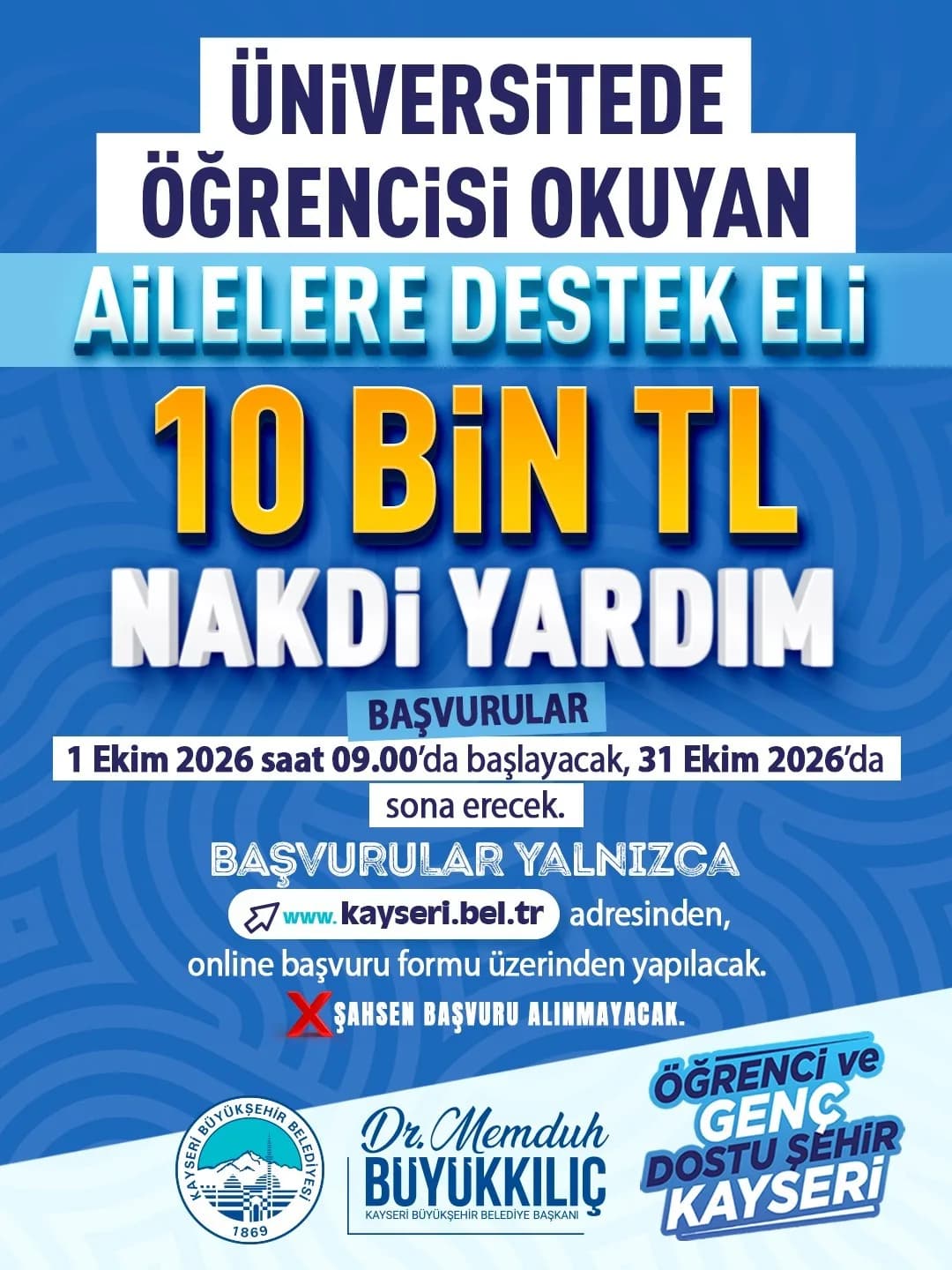 Kayseri Büyükşehir Belediyesi binası önünde destek programı duyurusu