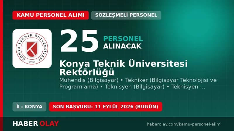 Konya Teknik Üniversitesi Rektörlüğü 25 sözleşmeli personel alımı duyurusu