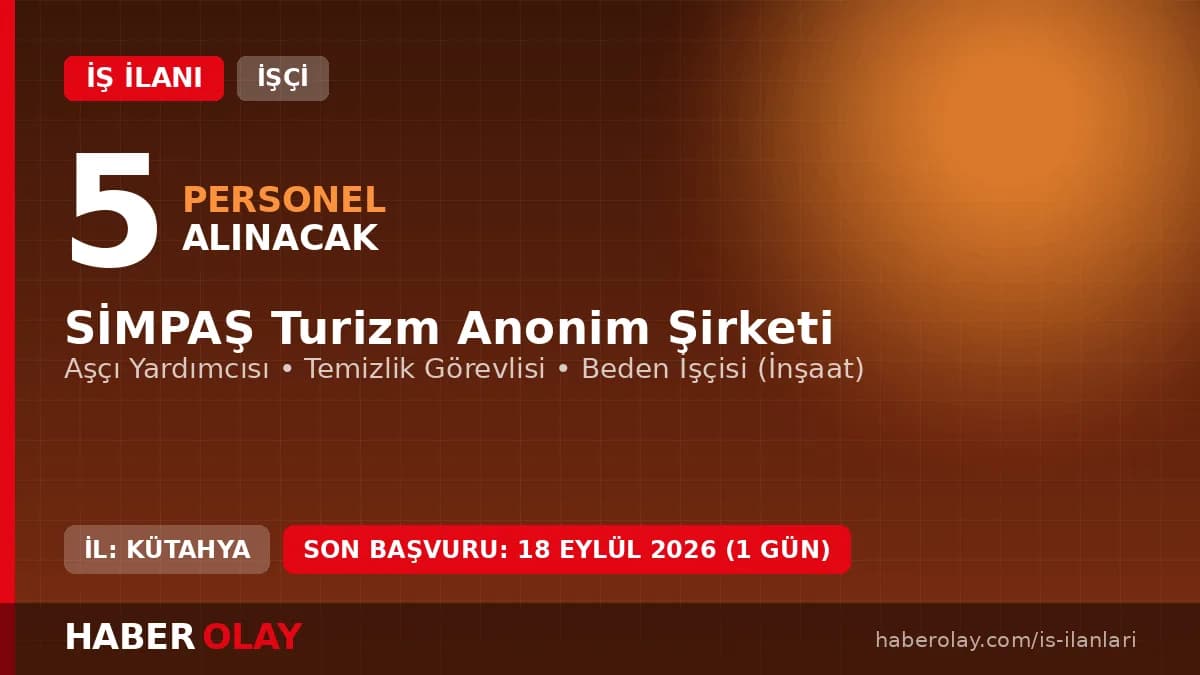 Kütahya Belediyesi SİMPAŞ Turizm A.Ş. personel alımı ilanı için başvuru ekranı ve işçi kadroları