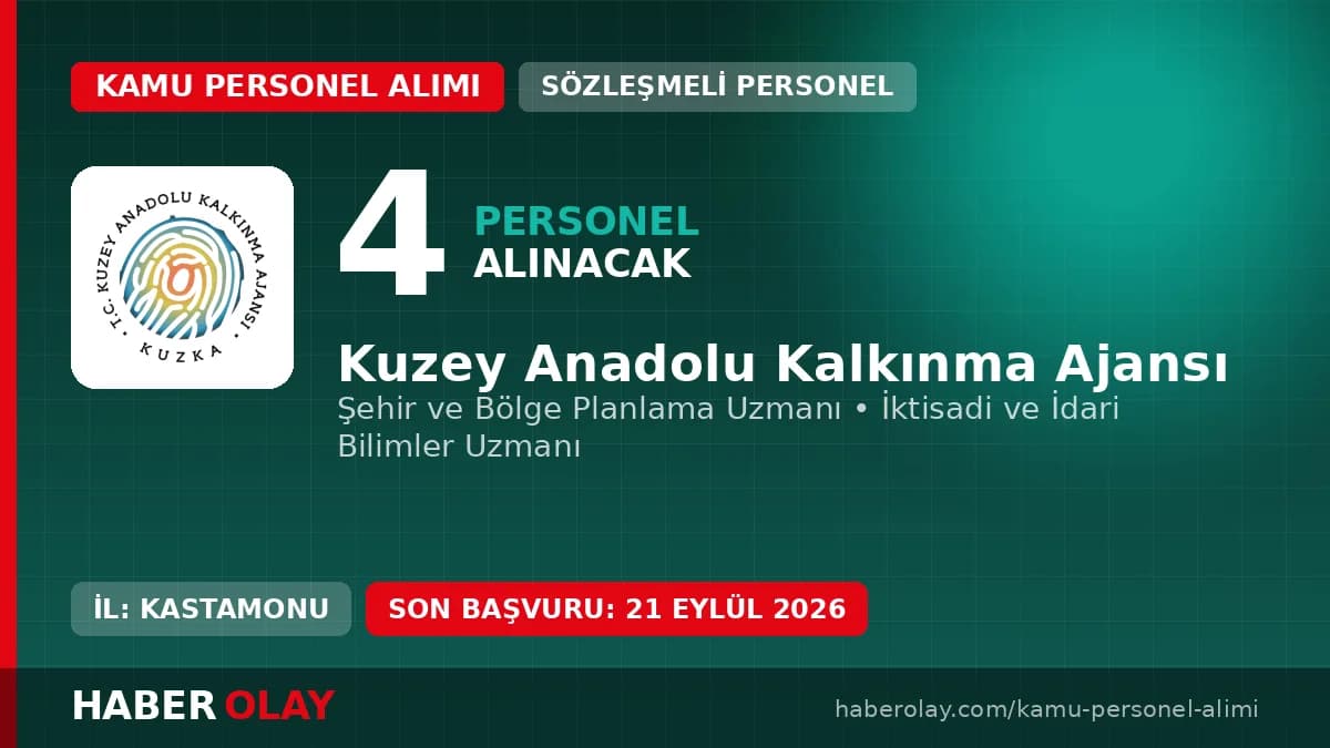Kuzey Anadolu Kalkınma Ajansı 4 uzman personel alımı başvuru detayları ve şartları