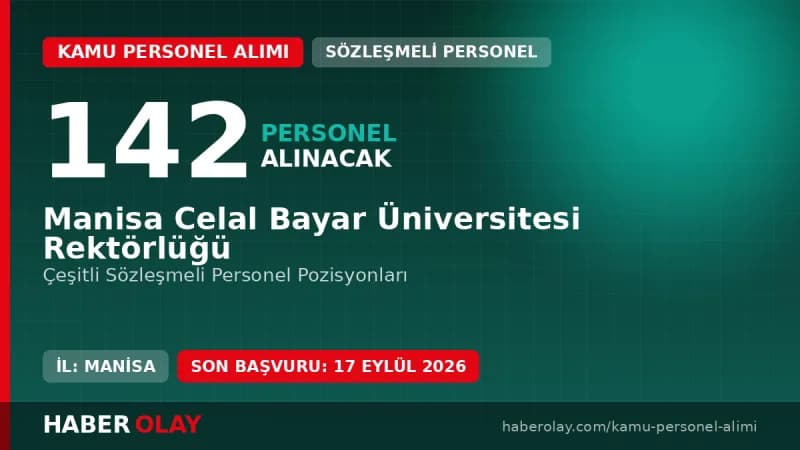 Manisa Celal Bayar Üniversitesi 142 sözleşmeli personel alım ilanı başvuru detayları