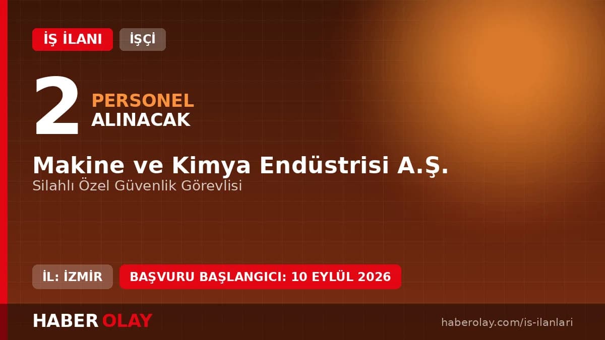 MKE İzmir Aliağa Tesisine 2 Silahlı Özel Güvenlik Görevlisi Alacak: Başvuru İŞKUR Üzerinden