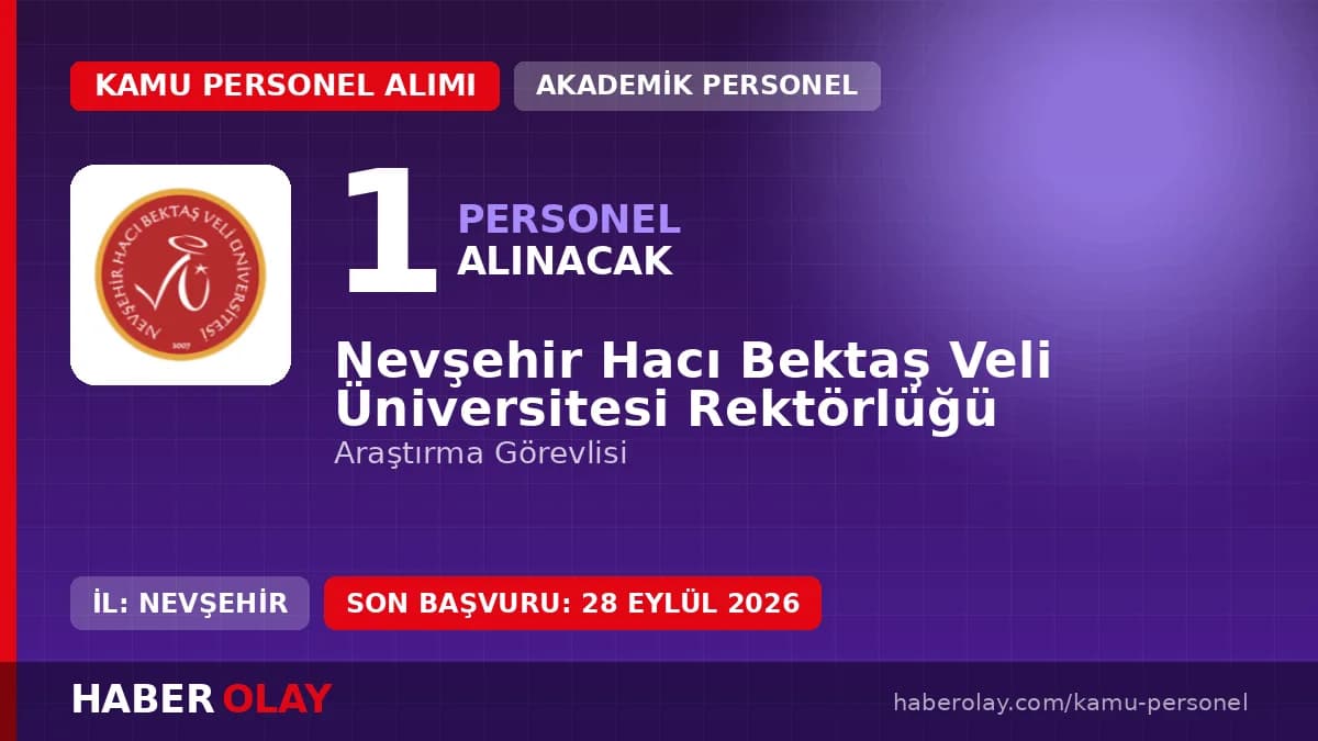 Nevşehir Hacı Bektaş Veli Üniversitesi Rektörlüğü akademik personel alım ilanı