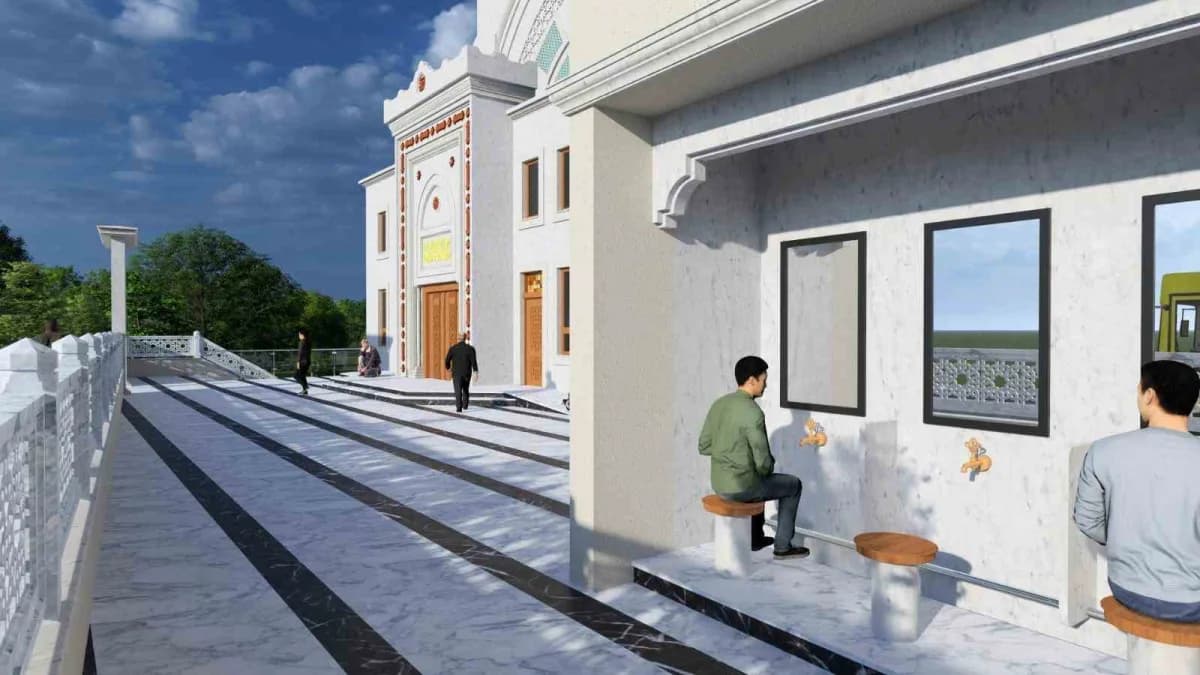 Kağıthane Nurtepe Merkez Camii temel atma töreninden görüntü, inşaat alanı ve katılımcılar