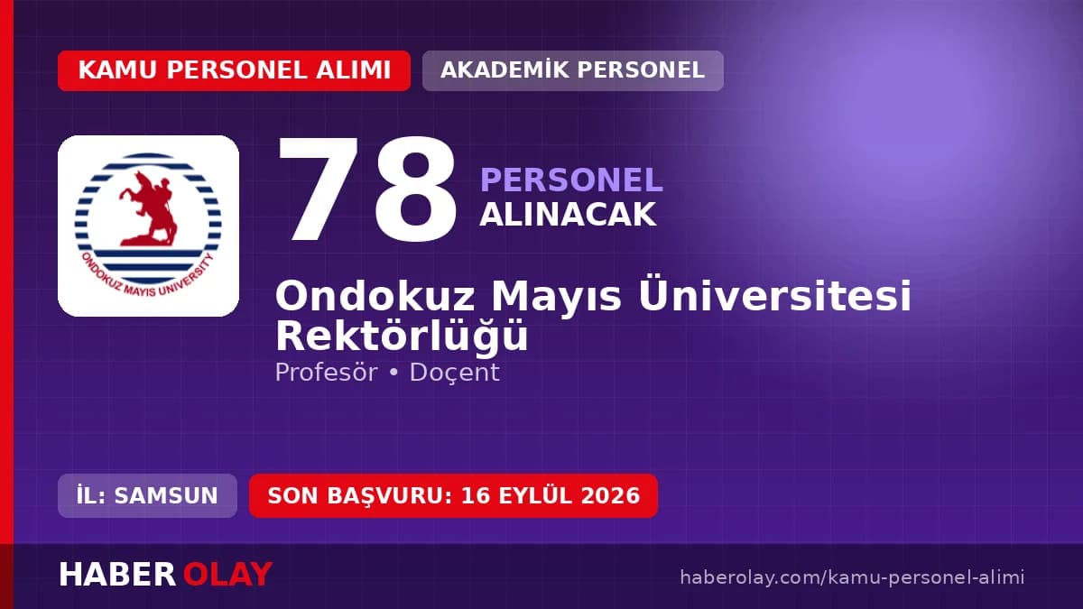 Ondokuz Mayıs Üniversitesi 78 öğretim üyesi alımı başvuru detayları ve kadro dağılımı