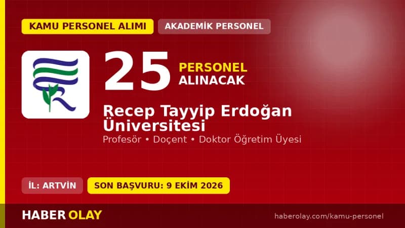 Recep Tayyip Erdoğan Üniversitesi öğretim üyesi alımı için 25 kadro ilanı ve başvuru detayları