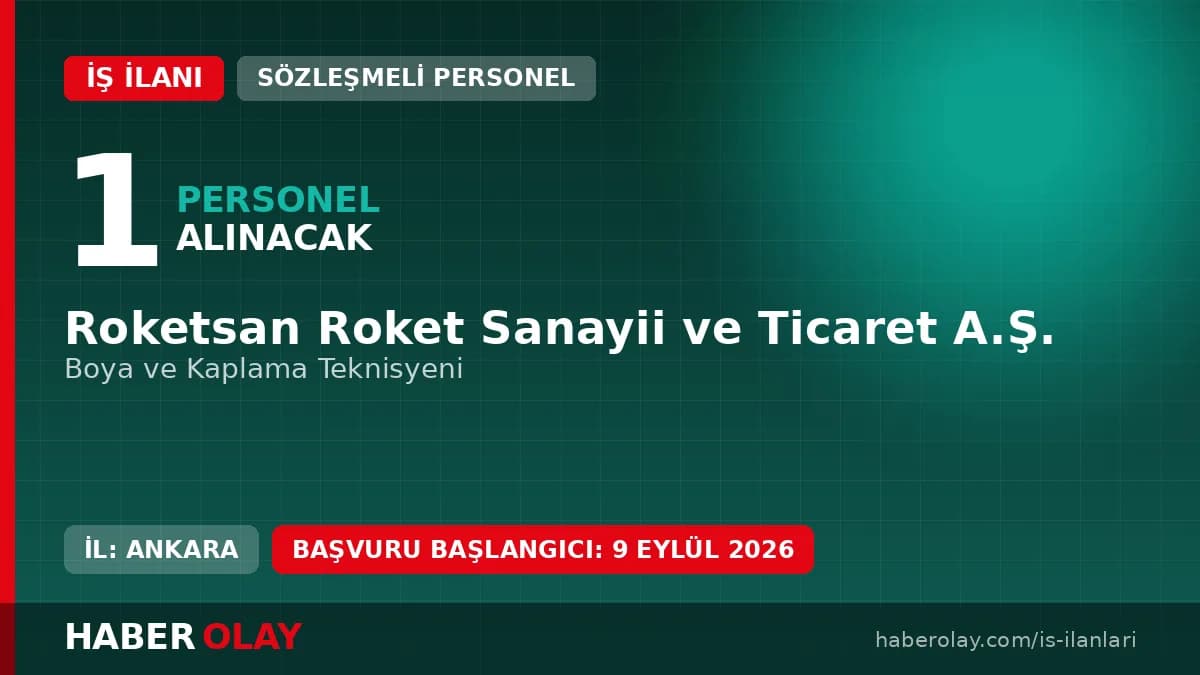 Roketsan Boya ve Kaplama Teknisyeni Alımı Başvuru Şartları ve Kadro Detayları