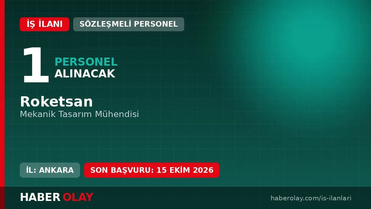 Roketsan Ankara yerleşkesinde Mekanik Tasarım Mühendisi iş ilanı ve başvuru detayları