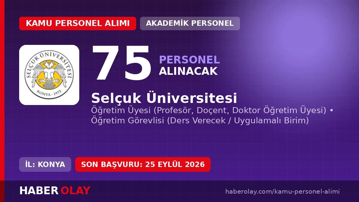 Selçuk Üniversitesi 75 öğretim üyesi ve öğretim görevlisi alımı duyurusu