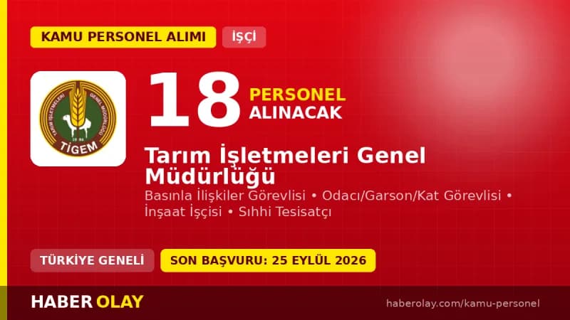 Tarım İşletmeleri Genel Müdürlüğü sürekli işçi alımı ilanı 2026 başvuru detayları