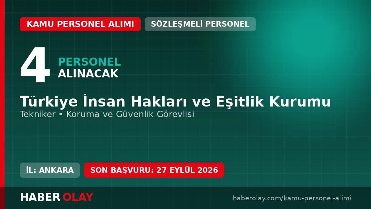 Türkiye İnsan Hakları ve Eşitlik Kurumu TİHEK 4 sözleşmeli personel alım ilanı başvuru detayları