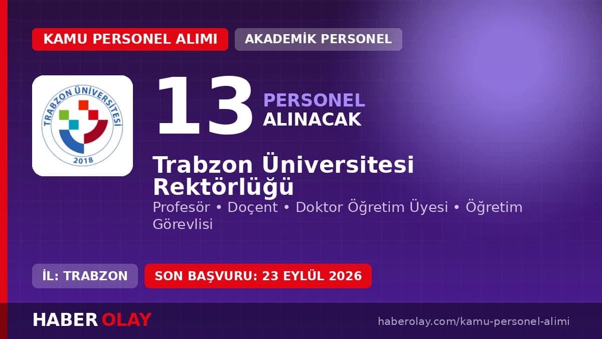 Trabzon Üniversitesi kampüsü ve akademik personel alımı duyurusu