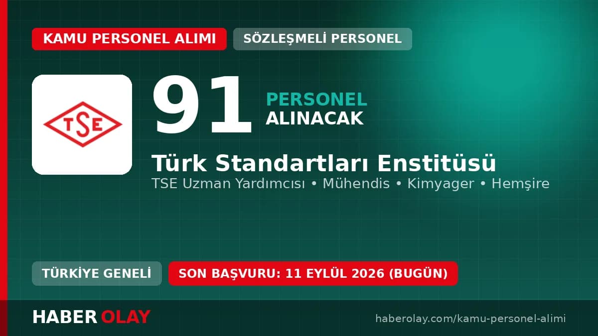 Türk Standartları Enstitüsü TSE 91 sözleşmeli personel alımı başvuru duyurusu