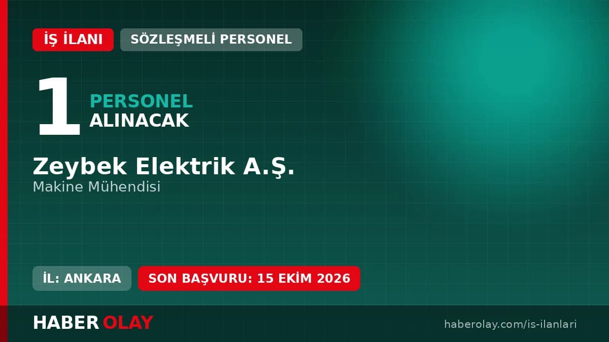 Zeybek Elektrik A.Ş. Sincan OSB'de Makine Mühendisi alımı ilanı