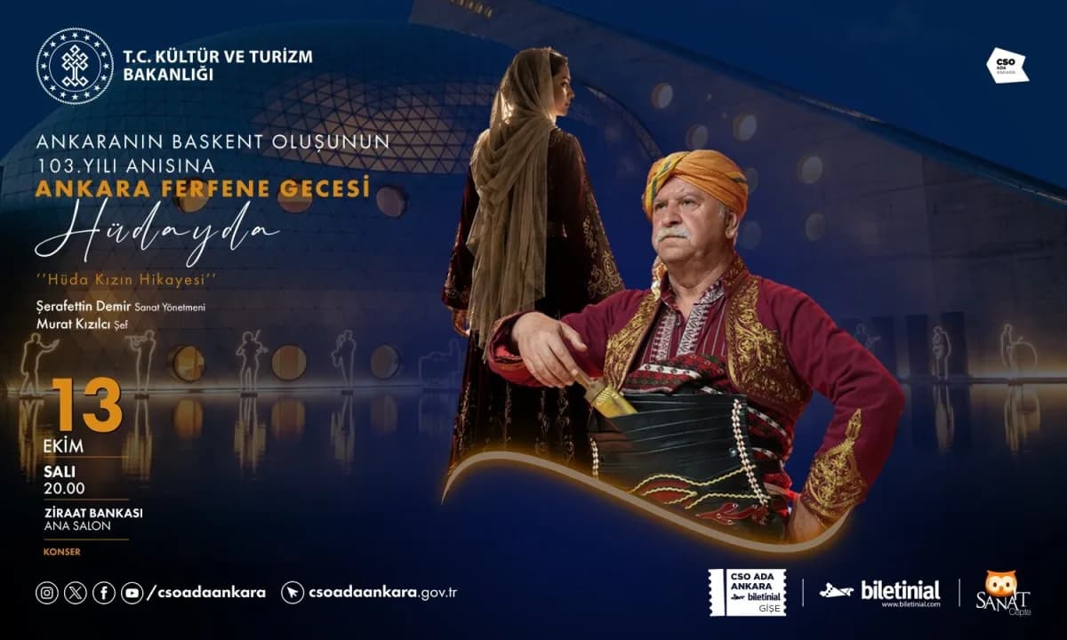 CSO Ada Ankara Ziraat Bankası Ana Salon’da Ankara’nın başkent oluşunun 103. yılına özel Hüdayda programı sahneleniyor