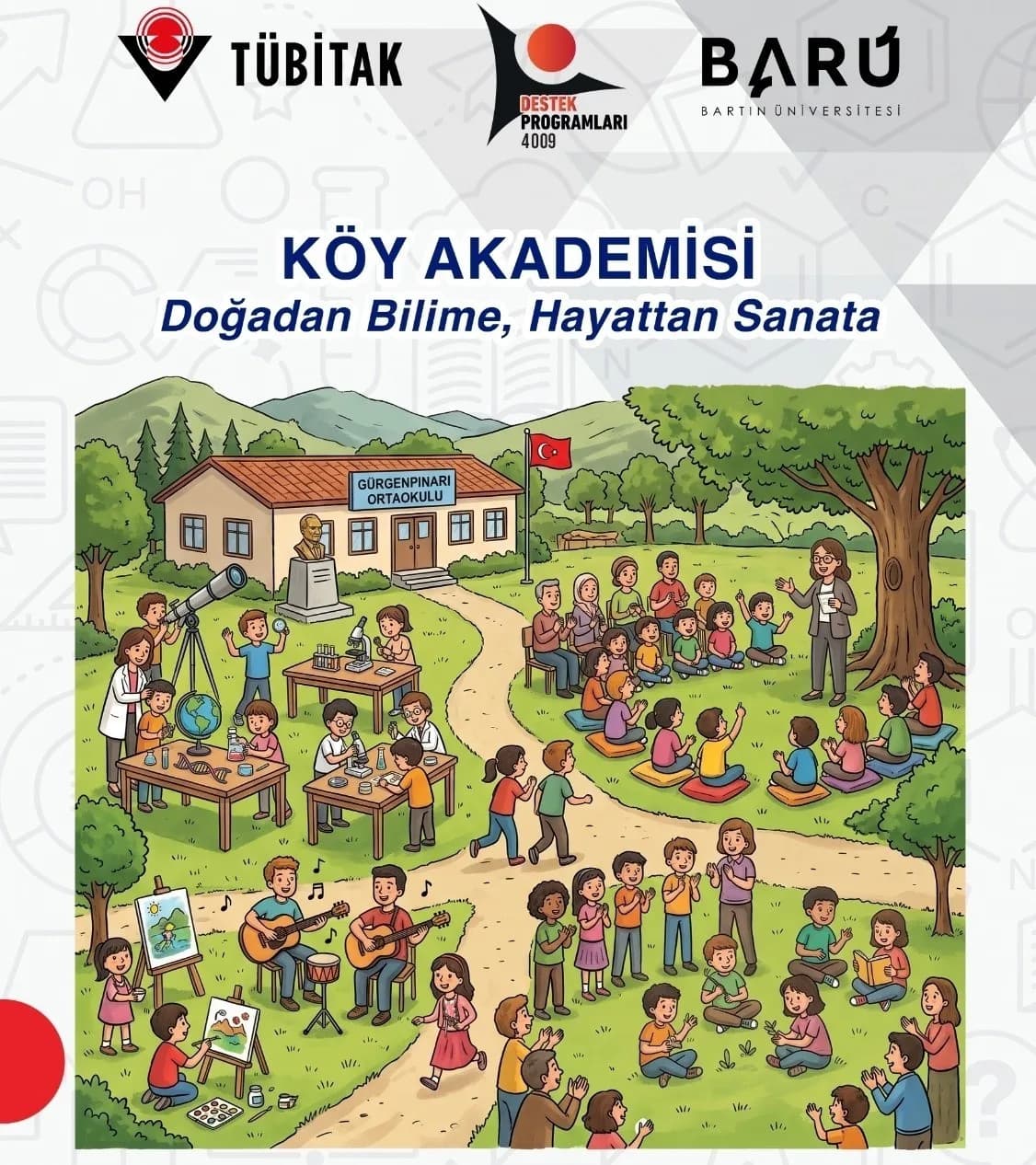 Bartın Üniversitesi tarafından düzenlenen TÜBİTAK destekli Köy Akademisi bilim ve sanat etkinliklerinden bir kare
