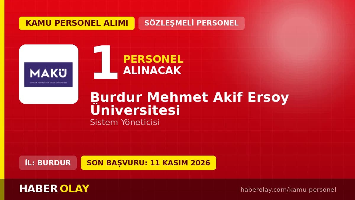 Burdur Mehmet Akif Ersoy Üniversitesi 1 sözleşmeli bilişim personeli alacak