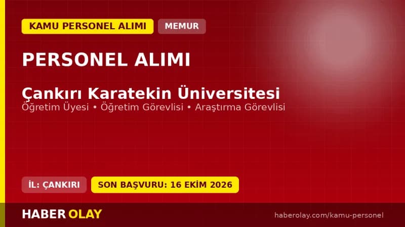 Çankırı Karatekin Üniversitesi öğretim üyesi ve öğretim elemanı personel alımı ilanı 2026