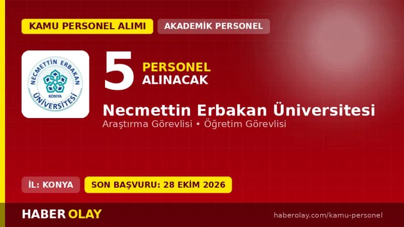 Necmettin Erbakan Üniversitesi öğretim elemanı alımı için başvuru süreci ve kadro bilgileri