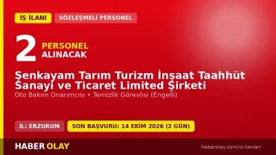 Şenkayam Tarım Turizm şirketi Erzurum Şenkaya'da 2 geçici işçi alımı yapacak