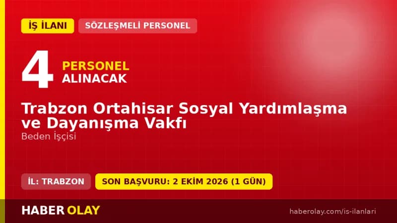 Trabzon Ortahisar Sosyal Yardımlaşma ve Dayanışma Vakfı beden işçisi personel alımı ilanı