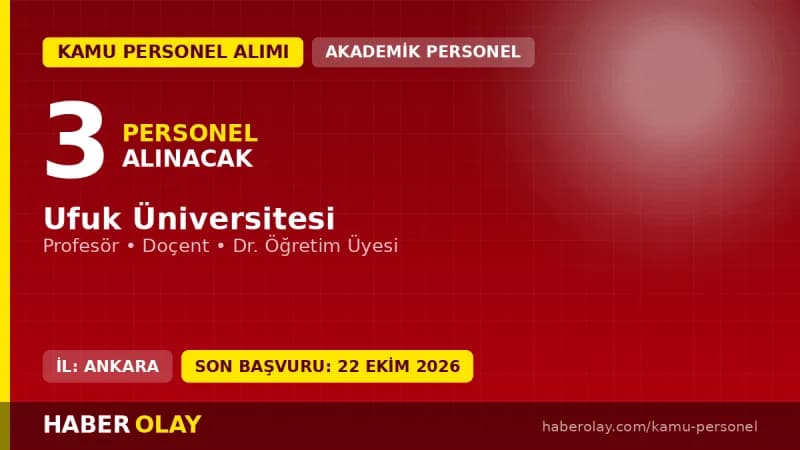 Ufuk Üniversitesi öğretim üyesi alımı ilanı 2026 başvuru detayları ve şartları